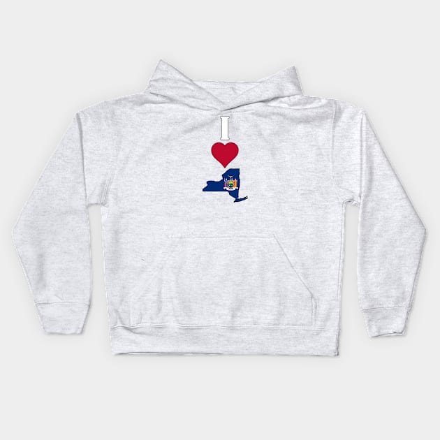 I Love New York Vertical I Heart New York State Flag Map Kids Hoodie by Sports Stars ⭐⭐⭐⭐⭐